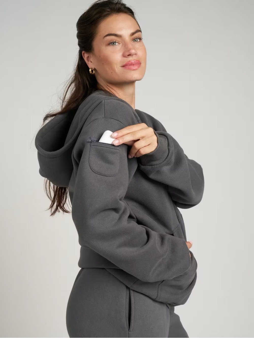 Comfrt Unisex Zip Travel Essentials Hoodie- Steel Grey